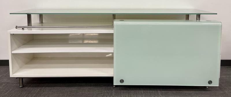 Mid Century Modern White Lacquered and Glass Console, Dresser or Sideboard - 5