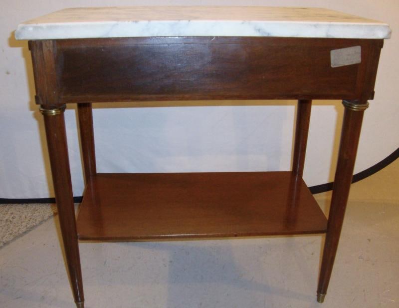 Diminutive Marble-Top Mahogany Stand, End Table in the Manner of Jansen - 10