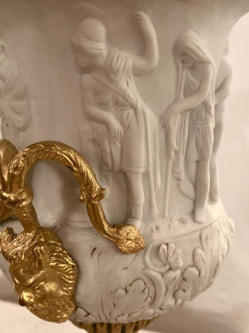 Neoclassical Sevres Parian and Doré Bronze Mounted Urns or Vases 1920s a Pair - 7
