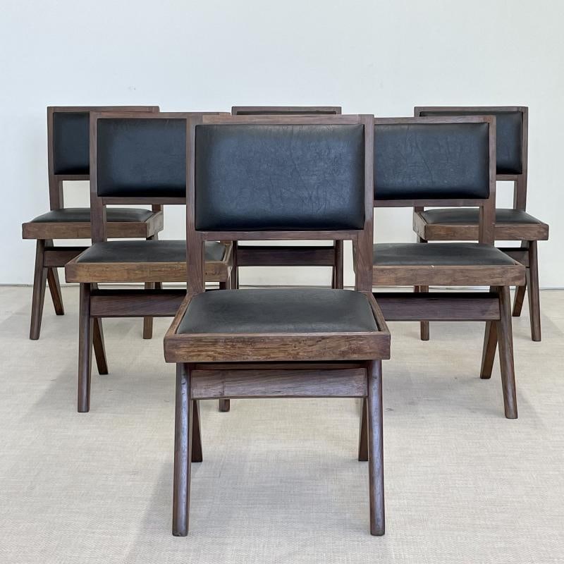 Set Six Authentic Upholstered Armless Dining / Side Chairs, Mid-Century Modern - 2