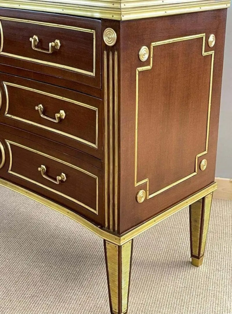 Pair of Large Russian Neoclassical Style Inverted Front Commodes Chests - 10