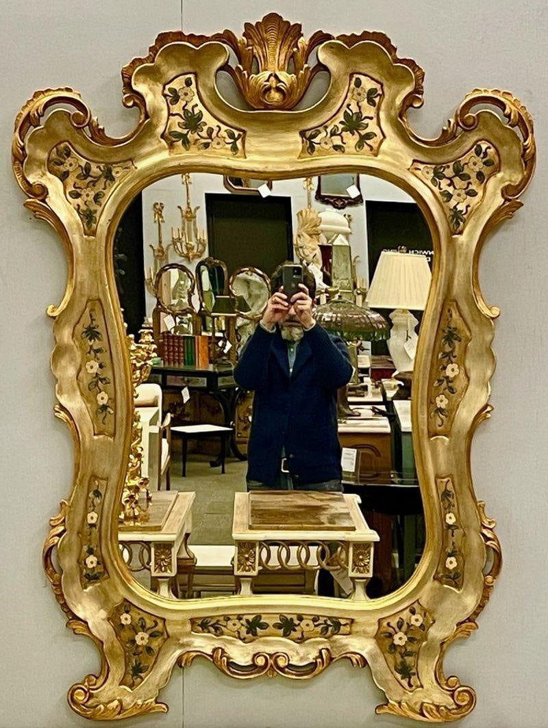 Gold Leaf Paint Decorated Shell Form Wall or Console Mirror - 2