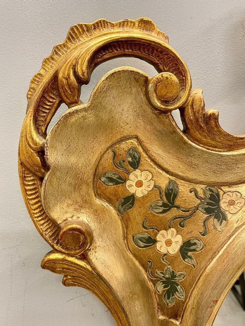 Gold Leaf Paint Decorated Shell Form Wall or Console Mirror - 5