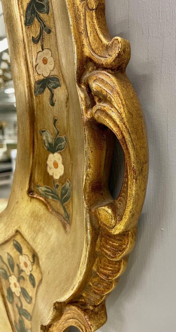 Gold Leaf Paint Decorated Shell Form Wall or Console Mirror - 9