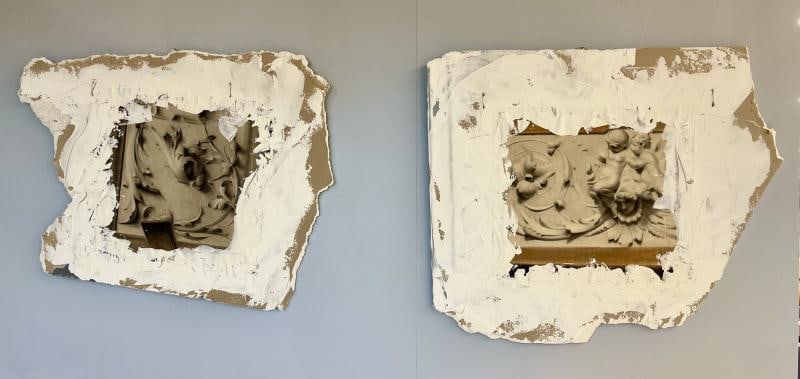 Pair of Hand Painted Architectural Wall Fragments, Plaster, Italian - 12
