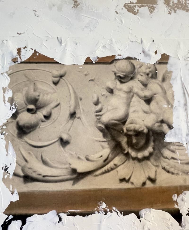 Pair of Hand Painted Architectural Wall Fragments, Plaster, Italian - 5