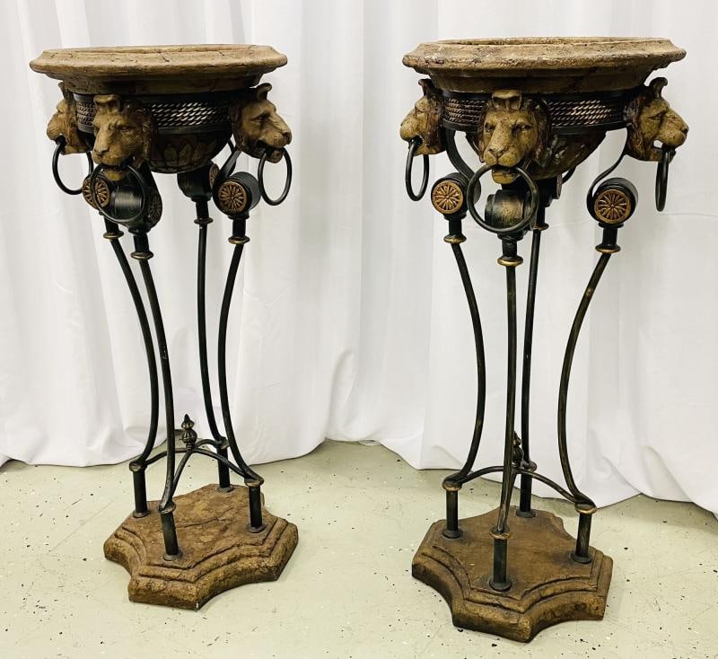 Pair of Figural Empire Style Jardinières, Planters on Stands, Europe, 1960s - 3