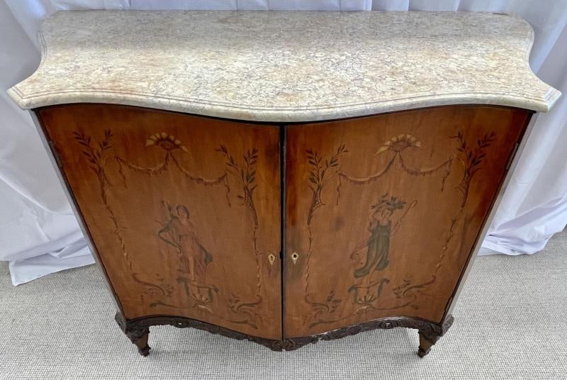 Edwardian Adams Style Marble-Top Curved Front Finely Detailed Commode - 4