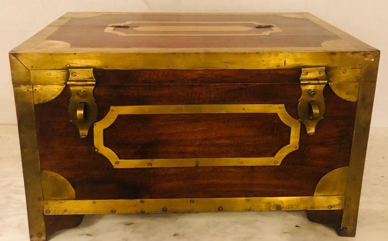 19th Century Campaign Vanity Dressing or Jewelry Box with Boule Inlay - 2