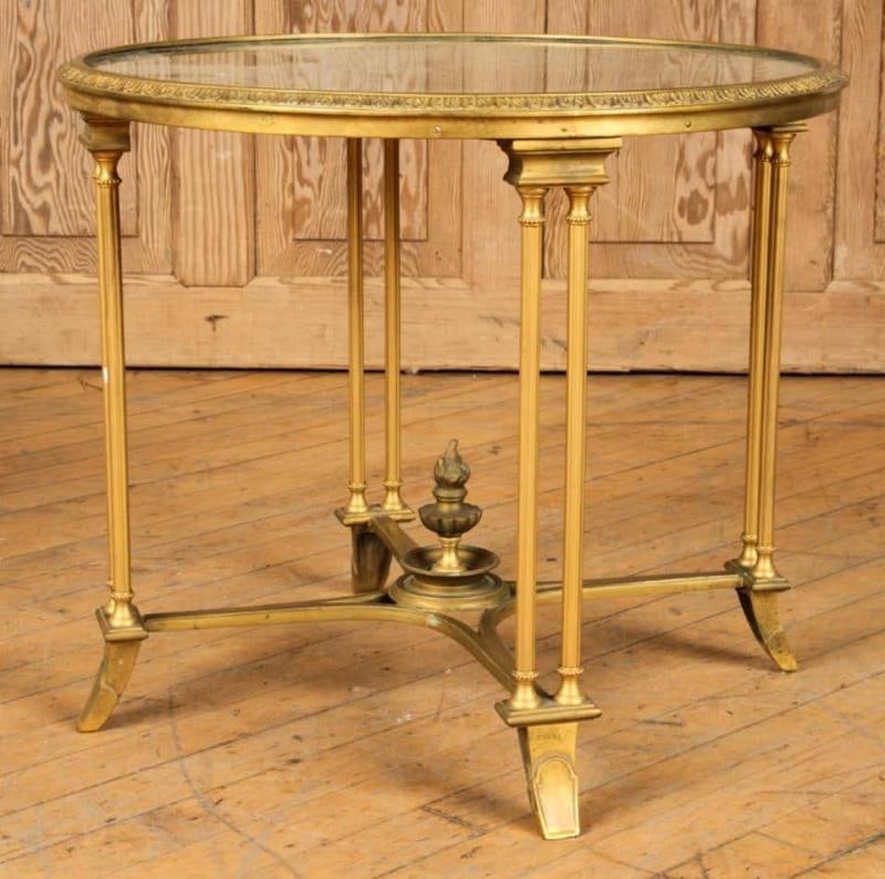 Pair of Bagues Style Gilt Bronze Neoclassical End Tables or Pedestals - 6