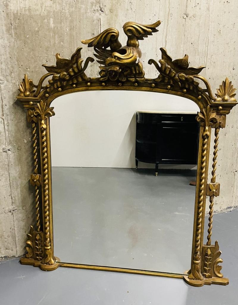 Federal Style Carved Giltwood Wall / Console / Pier Mirror, Over Mantle ,1900s - 3