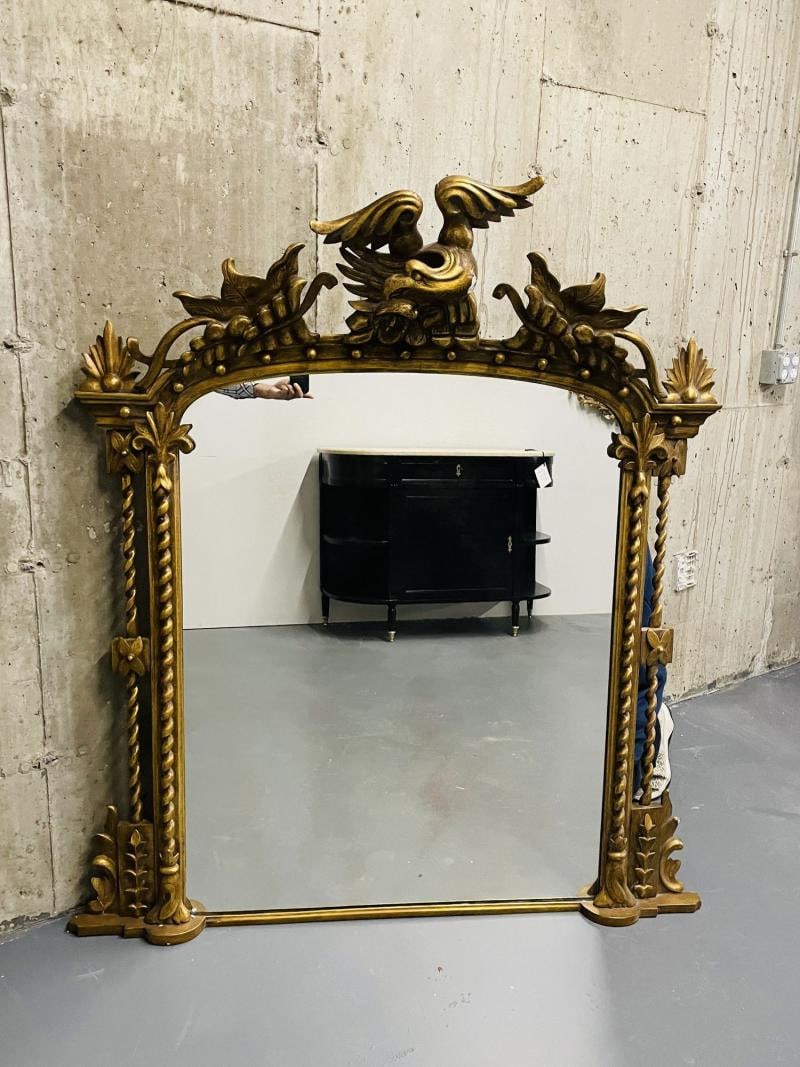 Federal Style Carved Giltwood Wall / Console / Pier Mirror, Over Mantle ,1900s - 5