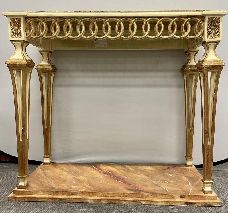 Parcel Paint and Gilt Decorated Pair of Swedish Serving or Console Tables - 2