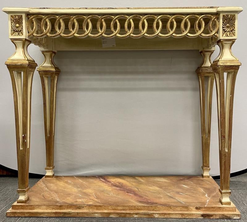 Parcel Paint and Gilt Decorated Pair of Swedish Serving or Console Tables - 4