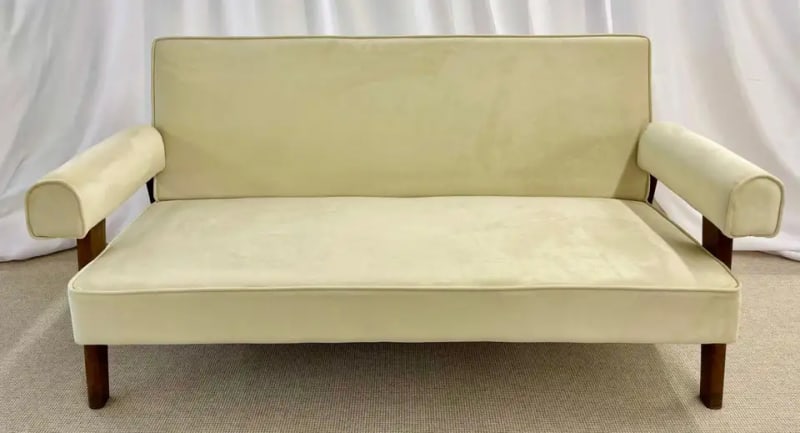 Authentic Pierre Jeanneret Upholstered Bridge Sofa, Mid-Century Modern, Markings - 2
