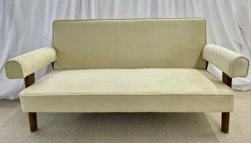 Authentic Pierre Jeanneret Upholstered Bridge Sofa, Mid-Century Modern, Markings - 3