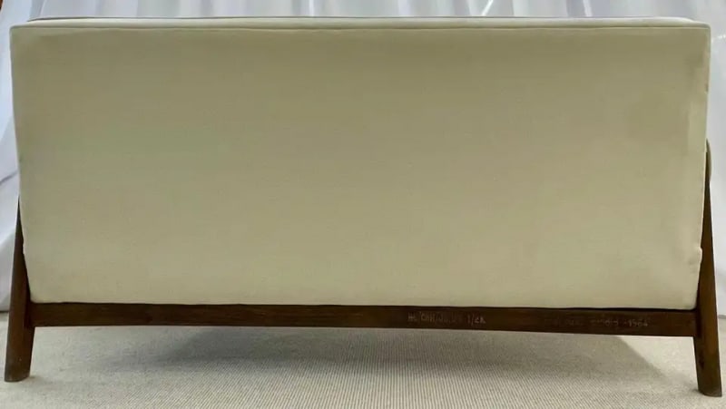 Authentic Pierre Jeanneret Upholstered Bridge Sofa, Mid-Century Modern, Markings - 6