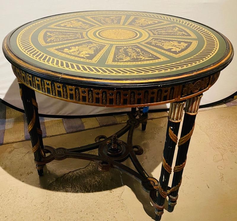 Hollywood Regency French Neoclassical Style Églomisé Center Table, End Table - 2