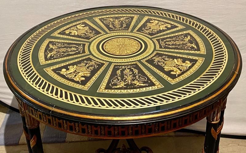Hollywood Regency French Neoclassical Style Églomisé Center Table, End Table - 5