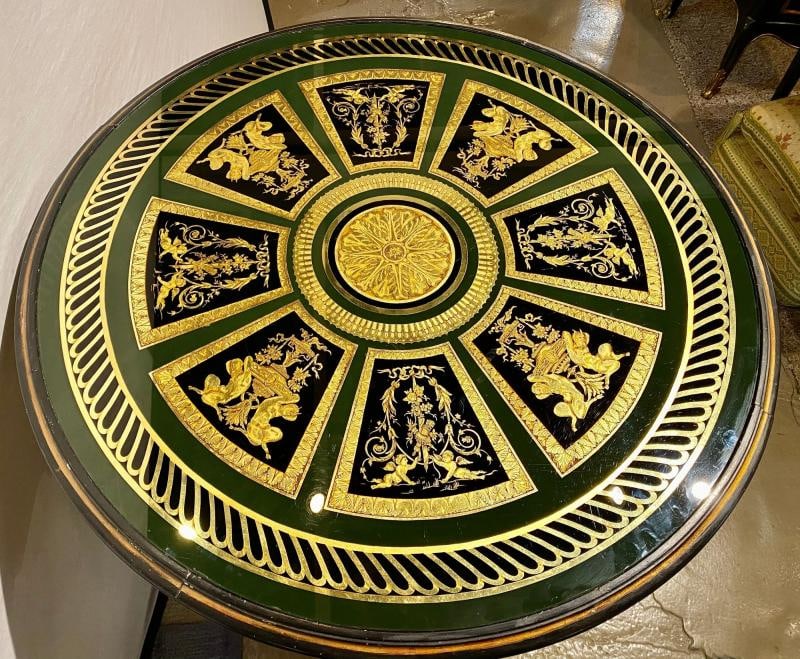 Hollywood Regency French Neoclassical Style Églomisé Center Table, End Table - 6