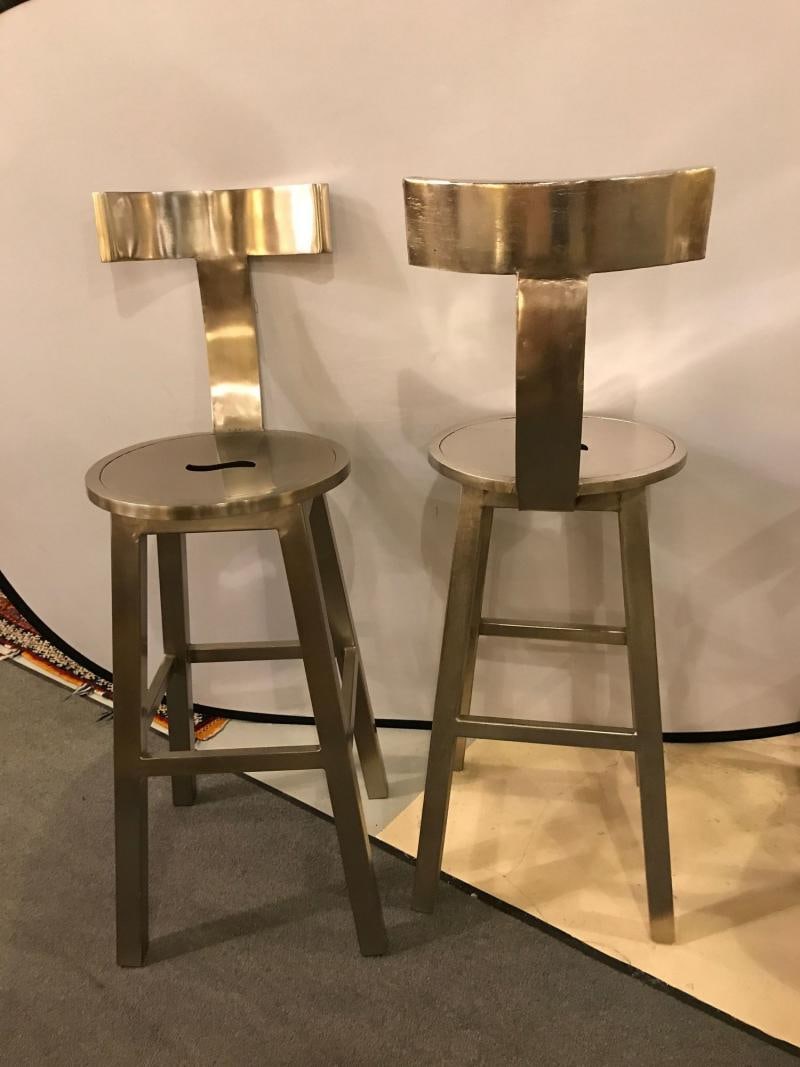 A Pair Of Deco Style Steel Bar Stools - 10