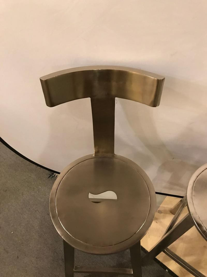 A Pair Of Deco Style Steel Bar Stools - 4