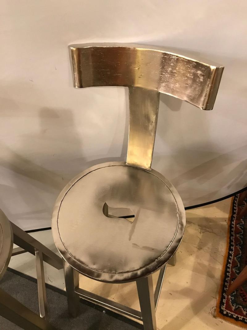 A Pair Of Deco Style Steel Bar Stools - 5