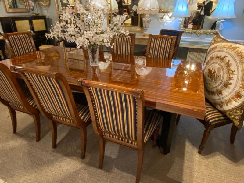 Lorin Marsh Dining Conference Table Smorgasbord Lacquered Zebra-Wood and Brass - 11