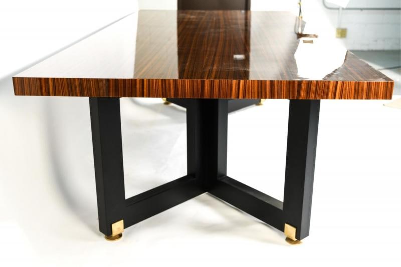 Lorin Marsh Dining Conference Table Smorgasbord Lacquered Zebra-Wood and Brass - 2