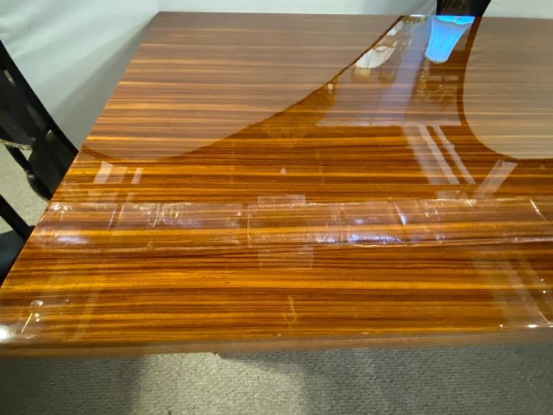 Lorin Marsh Dining Conference Table Smorgasbord Lacquered Zebra-Wood and Brass - 8