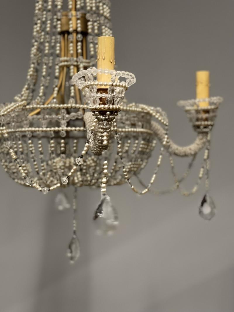 Basket Weave French Crystal Pearl Beaded Chandelier - 10