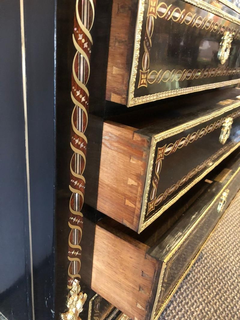19th Century Edwardian Bouille Inlaid and Bronze Mounted Abattant Chest Desk - 7