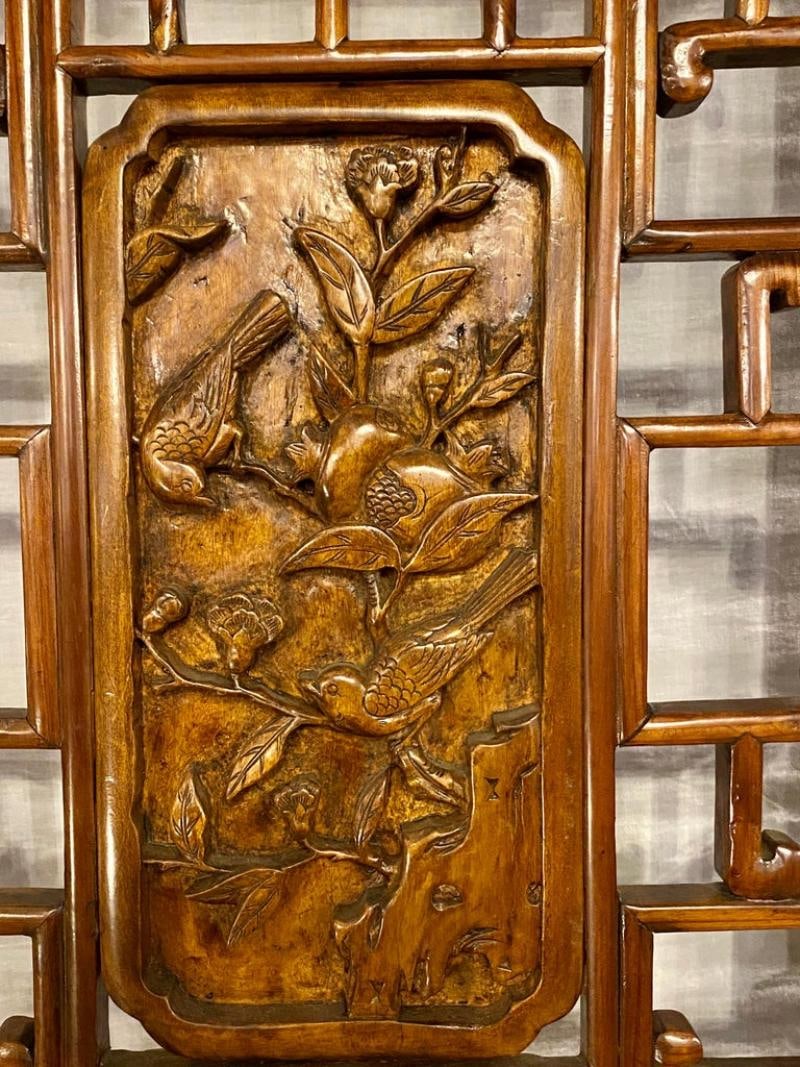 Six-Panel Teak Asian, early 20th Century Folding Screen / Room Divider - 11