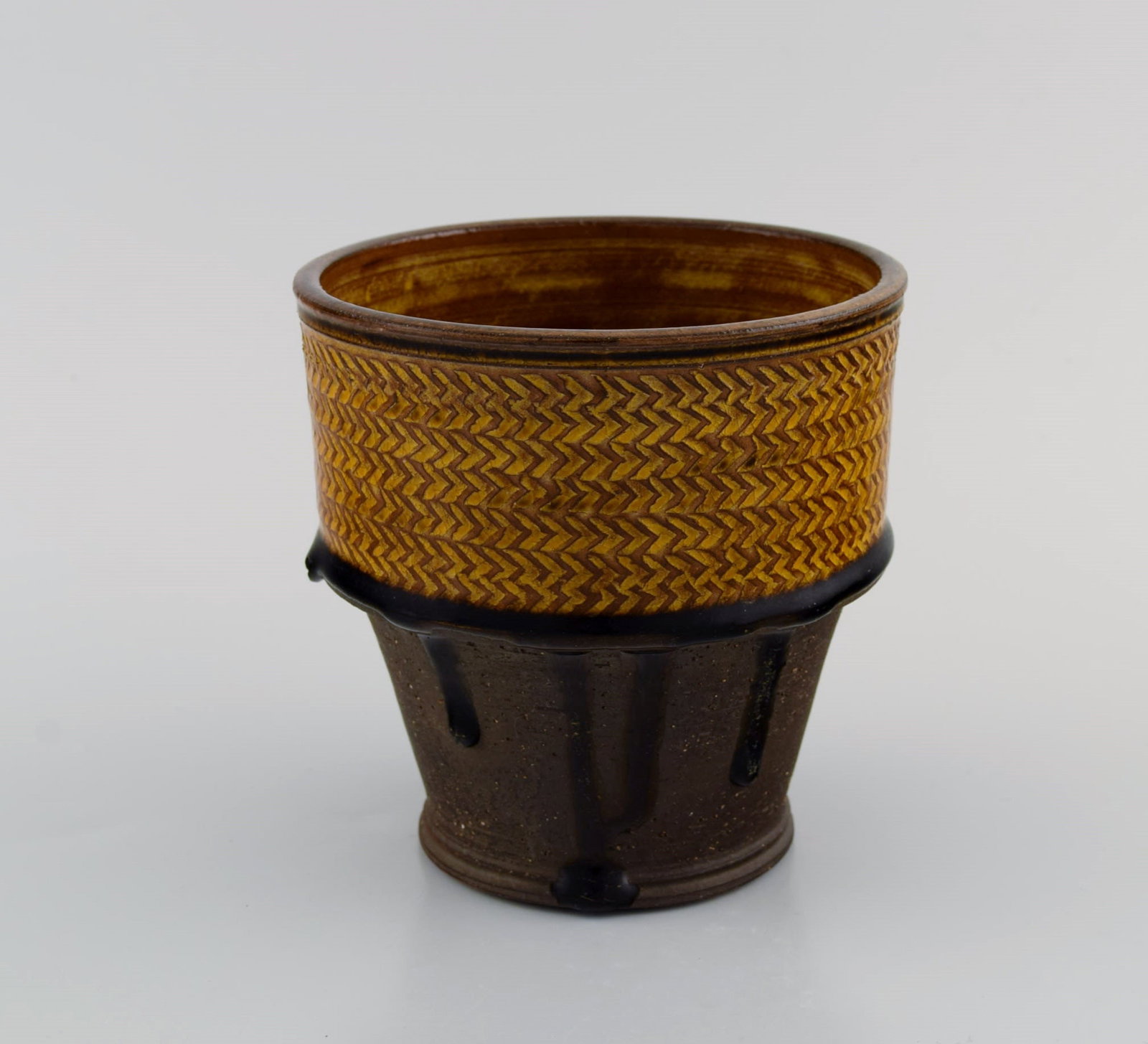 Nils Kähler (1906-1979) for Kähler. Vase in partially glazed stoneware. Beautiful glaze in - 3