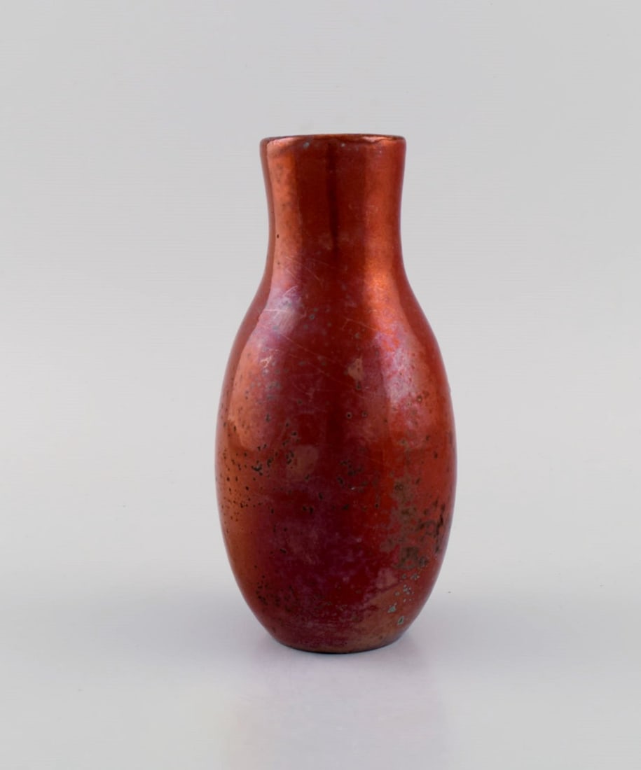 European studio ceramicist. Unique vase in glazed stoneware. Beautiful metallic glaze in shades of - 3