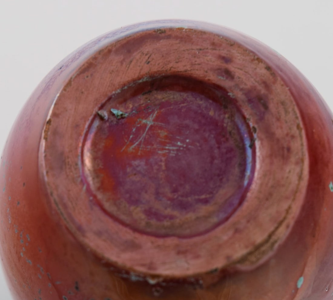 European studio ceramicist. Unique vase in glazed stoneware. Beautiful metallic glaze in shades of - 7