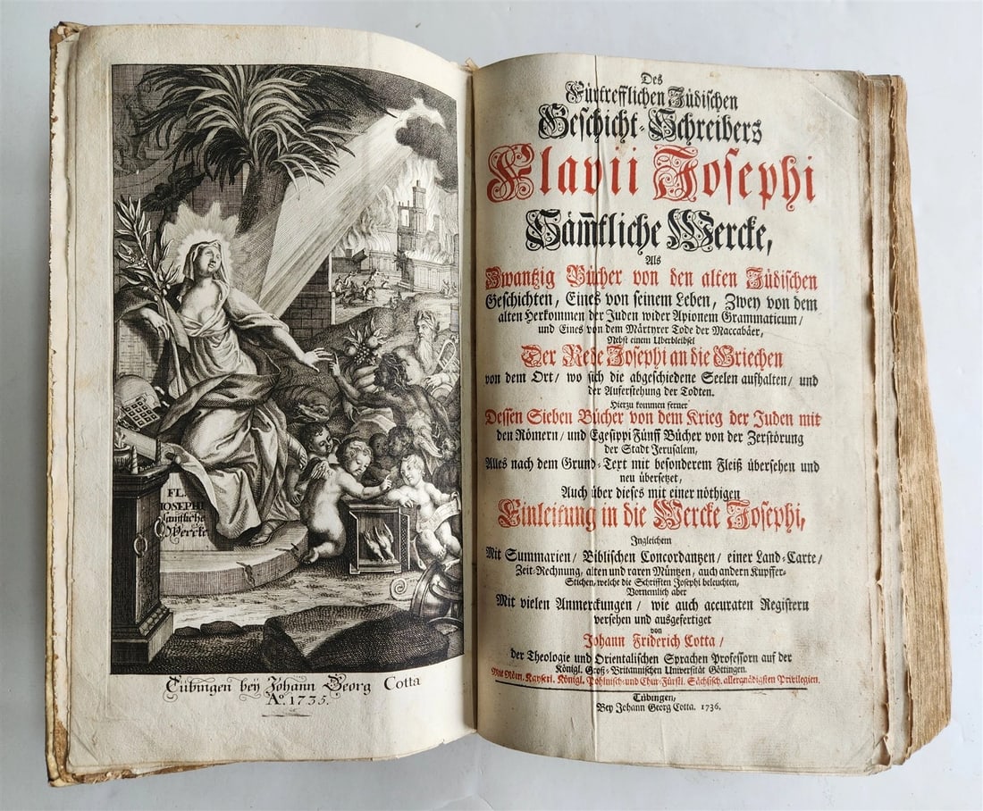 1736 JEWISH HISTORY by JOSEPHUS FLAVIUS in GERMAN antique ILLUSTRATED FOLIO - 2