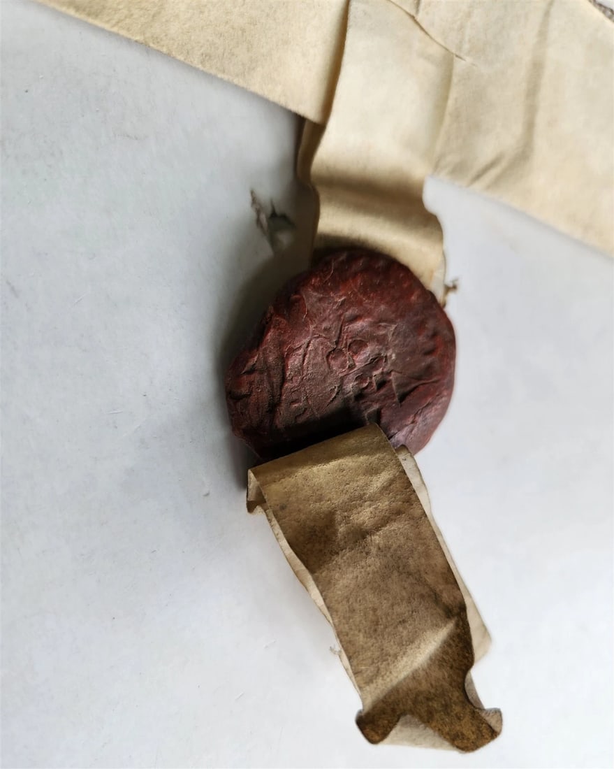1707 MANUSCRIPT on VELLUM ANTIQUE LEGAL DOCUMENT w/ WAX SEALS in French - 5