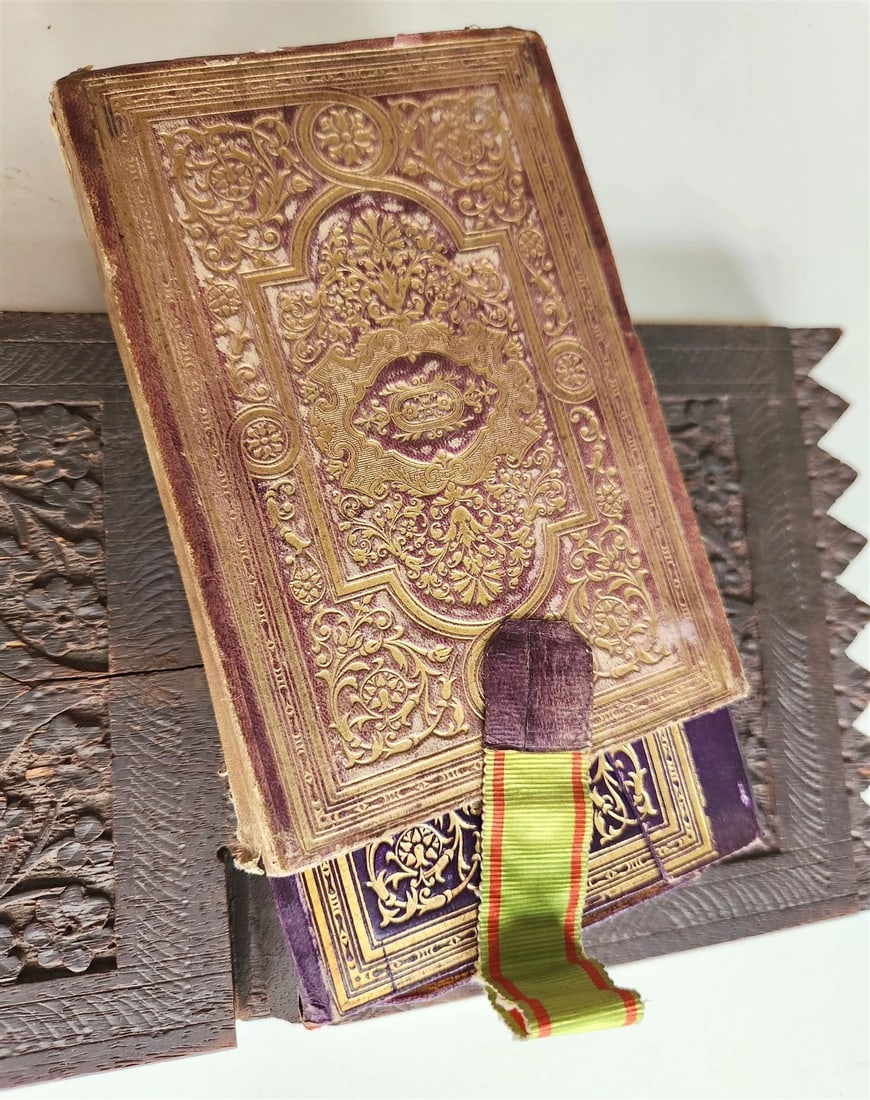 1900 OTTOMAN KORAN antique QURAN Turkish w/ WOODEN STAND & GILT SLIP CASE - 7