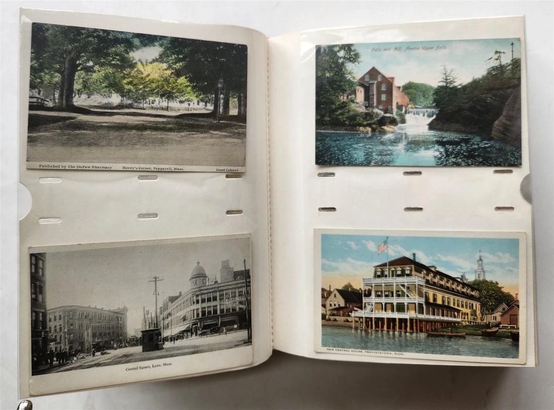 MASSACHUSSETS COLLECTION of 201 ANTIQUE & VINTAGE POSTCARDS in ALBUM - 11