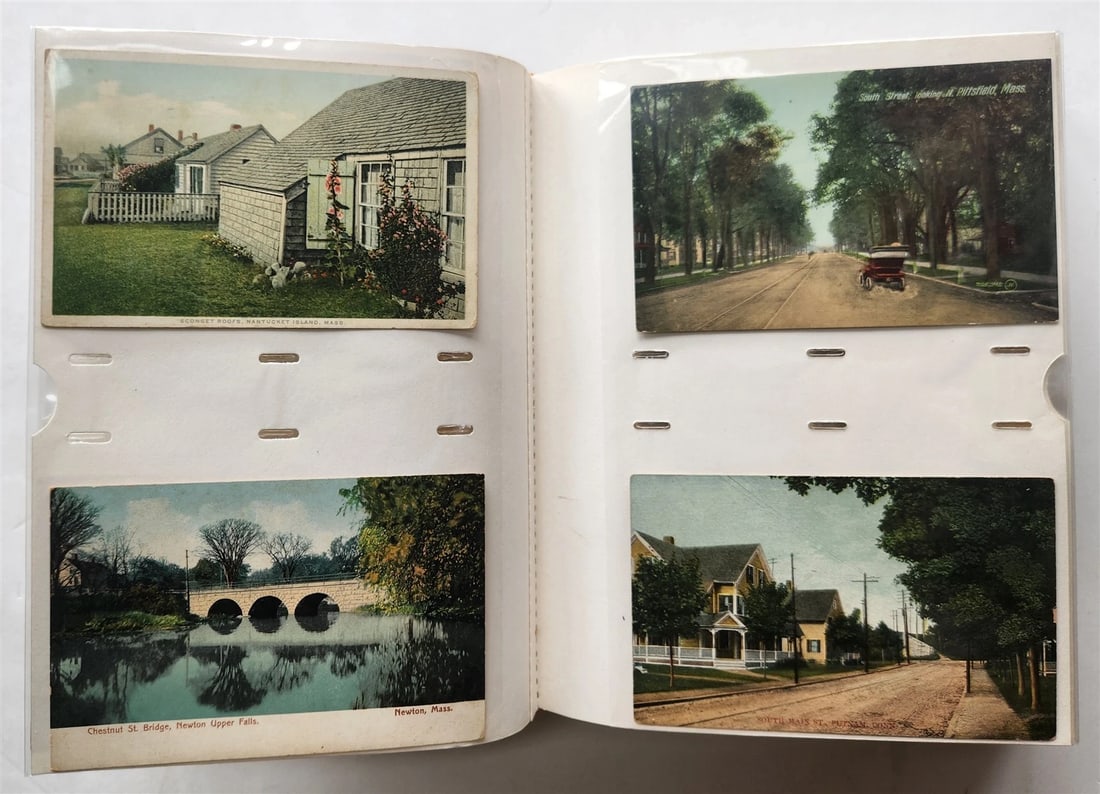 MASSACHUSSETS COLLECTION of 201 ANTIQUE & VINTAGE POSTCARDS in ALBUM - 12