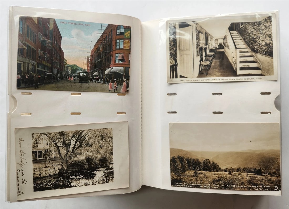MASSACHUSSETS COLLECTION of 201 ANTIQUE & VINTAGE POSTCARDS in ALBUM - 13