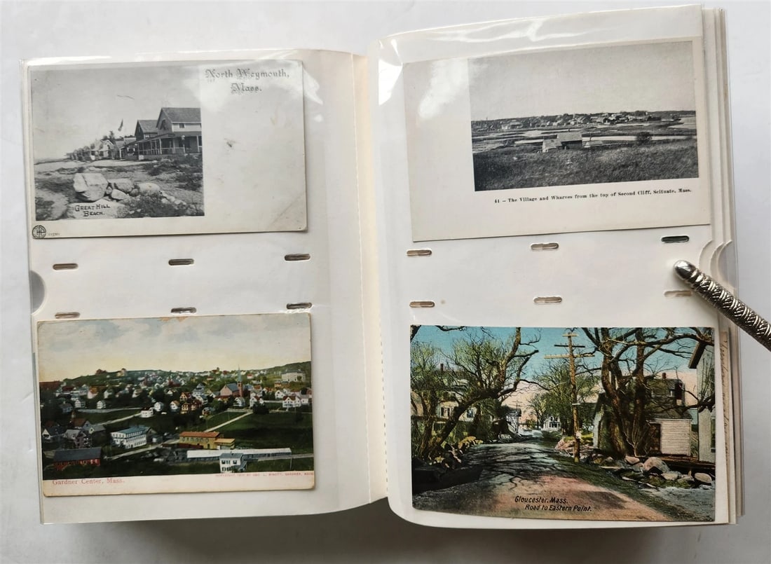 MASSACHUSSETS COLLECTION of 201 ANTIQUE & VINTAGE POSTCARDS in ALBUM - 15