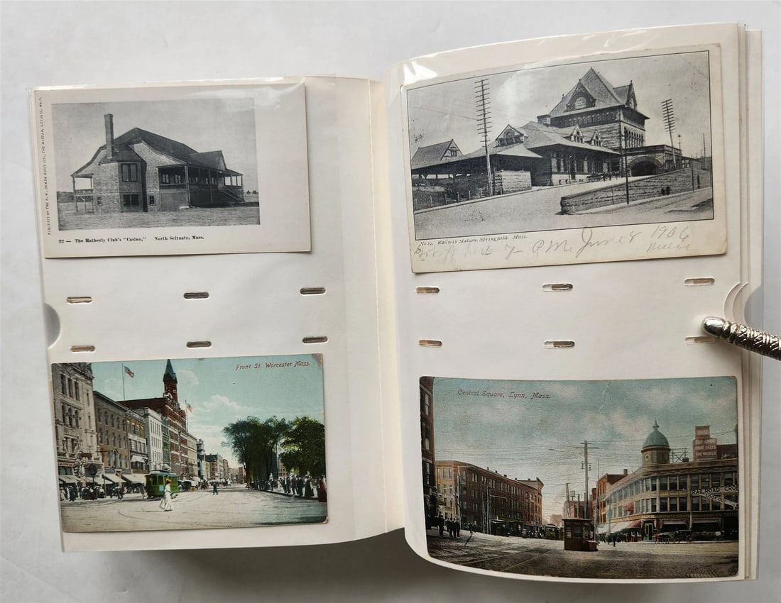 MASSACHUSSETS COLLECTION of 201 ANTIQUE & VINTAGE POSTCARDS in ALBUM - 17