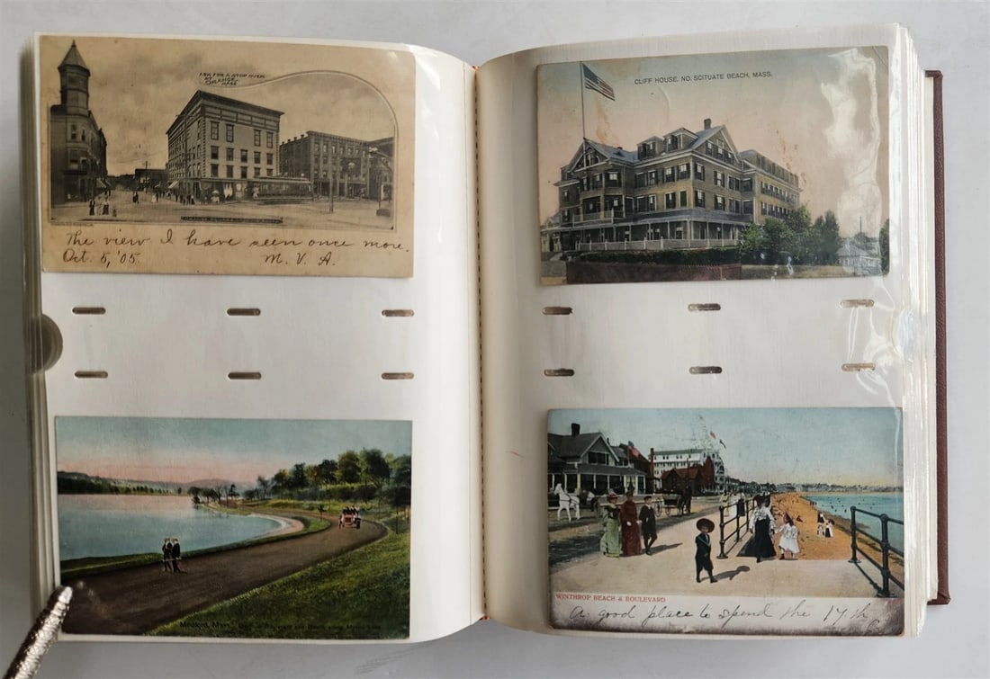 MASSACHUSSETS COLLECTION of 201 ANTIQUE & VINTAGE POSTCARDS in ALBUM - 2