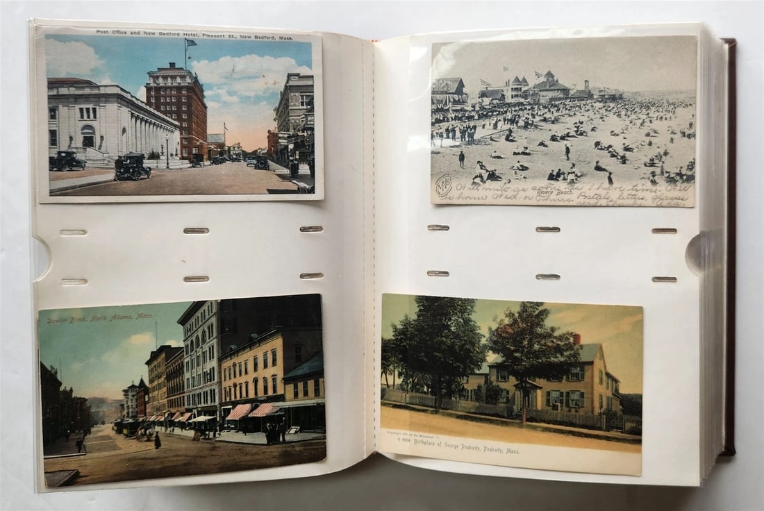 MASSACHUSSETS COLLECTION of 201 ANTIQUE & VINTAGE POSTCARDS in ALBUM - 5