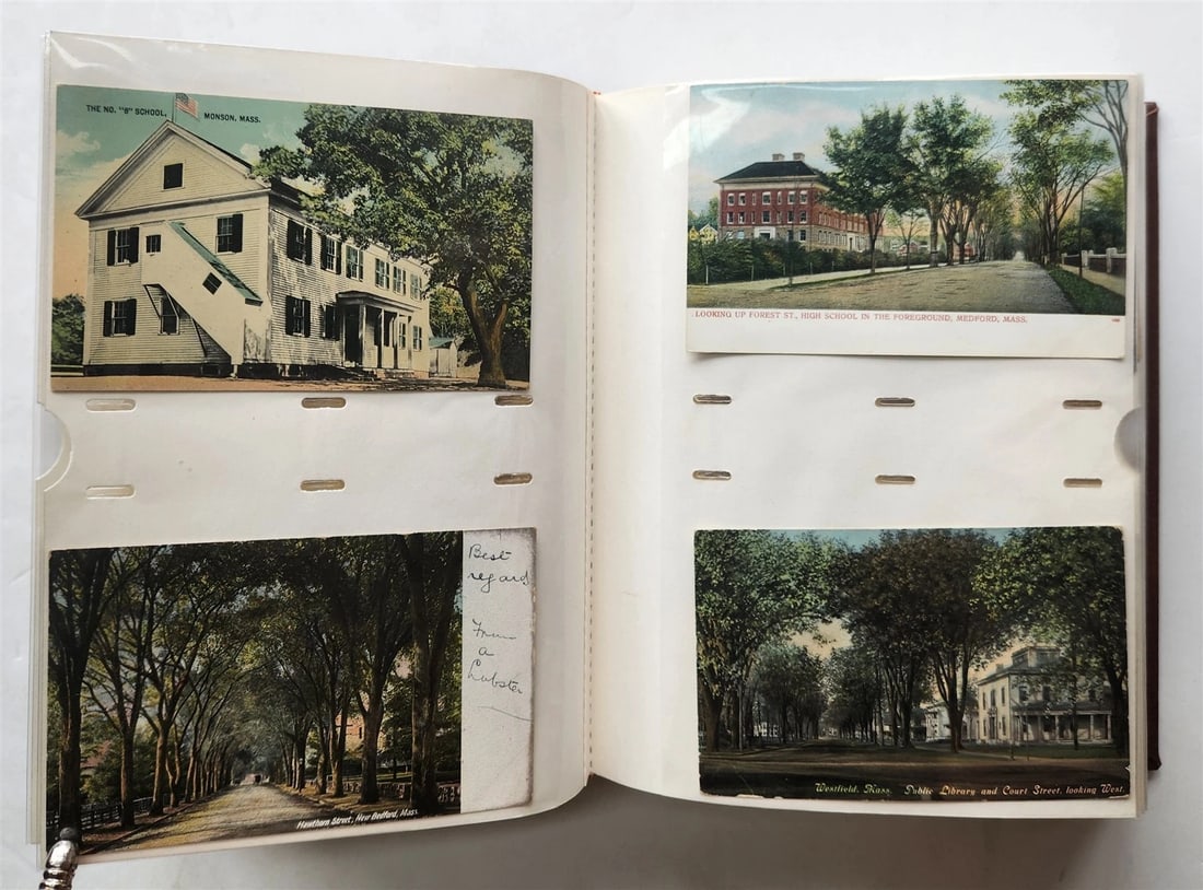 MASSACHUSSETS COLLECTION of 201 ANTIQUE & VINTAGE POSTCARDS in ALBUM - 7
