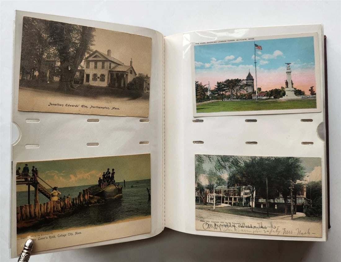 MASSACHUSSETS COLLECTION of 201 ANTIQUE & VINTAGE POSTCARDS in ALBUM - 8