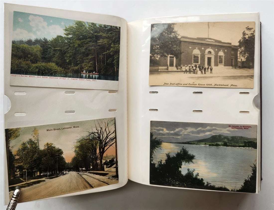 MASSACHUSSETS COLLECTION of 201 ANTIQUE & VINTAGE POSTCARDS in ALBUM - 9