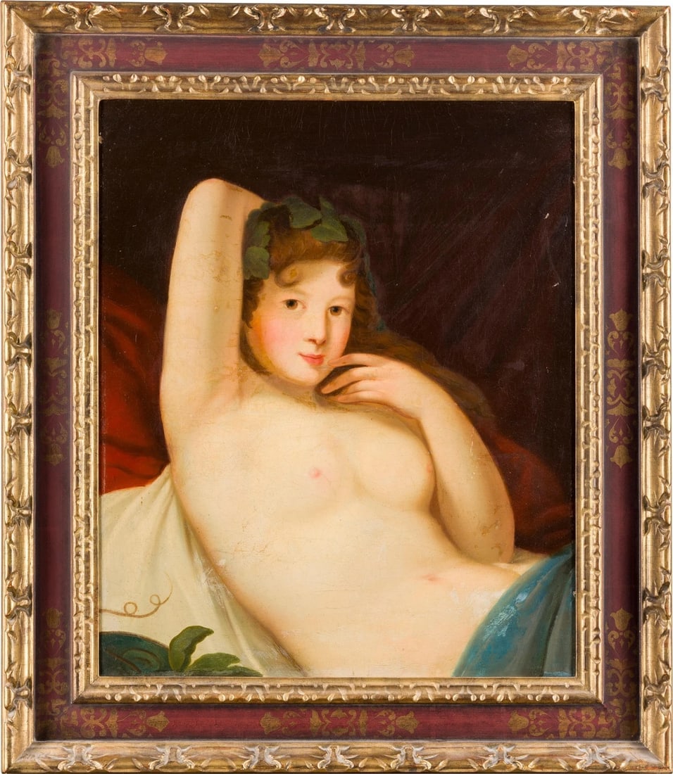 18th CENTURY OIL on CANVAS VENUS OF URBINO by FOLLOWER of TITIAN antique FRAMED - 12
